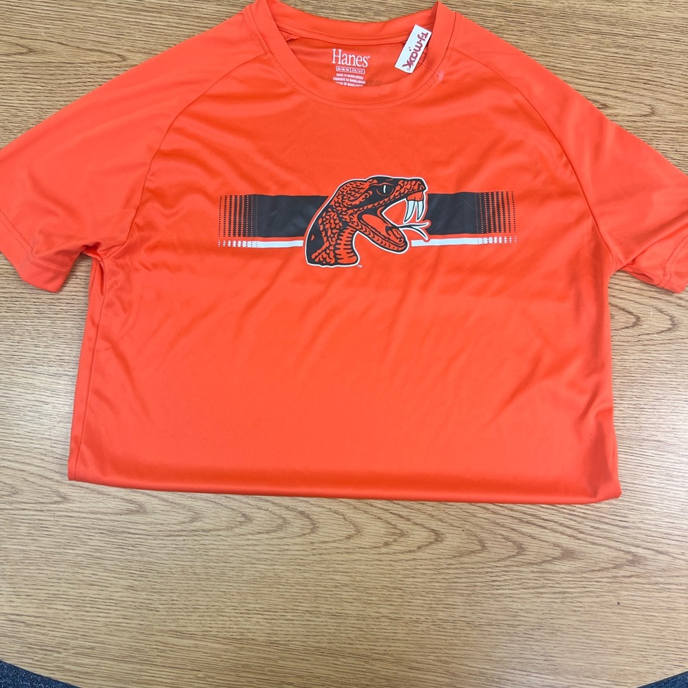 Hanes Orange Short Sleeve Tee with Black Graphic - Picture 2 of 4